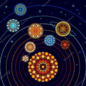 Depositphotos 64726641 Stock Illustration Colorful Solar System With Sun 300x300 1 | Mandalas Solares | Recetas & Arte Ritual