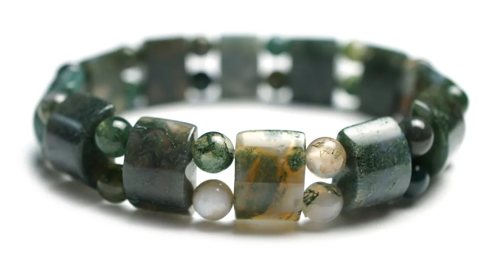 Moss Agate Gemstone Bracelet 665755 1920 | Cristales Para El Solsticio De Invierno / Yule | Hierbas & Cristales